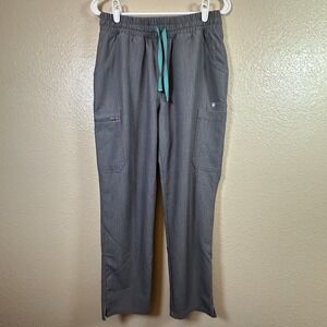 FIGS Scrub Wide Leg Cargo Pants Graphite Gray Pull On Stretch Waist Women's Med